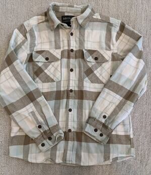 Bronxton Men's Long Sleeve Plaid Flannel Shirt Blue Brown M
